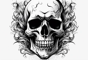 Skull grave flame tattoo idea