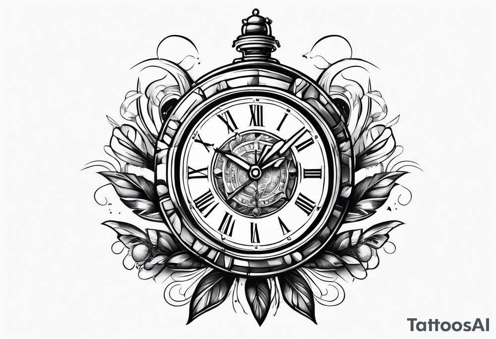 Grenade and clock intertwined tattoo idea