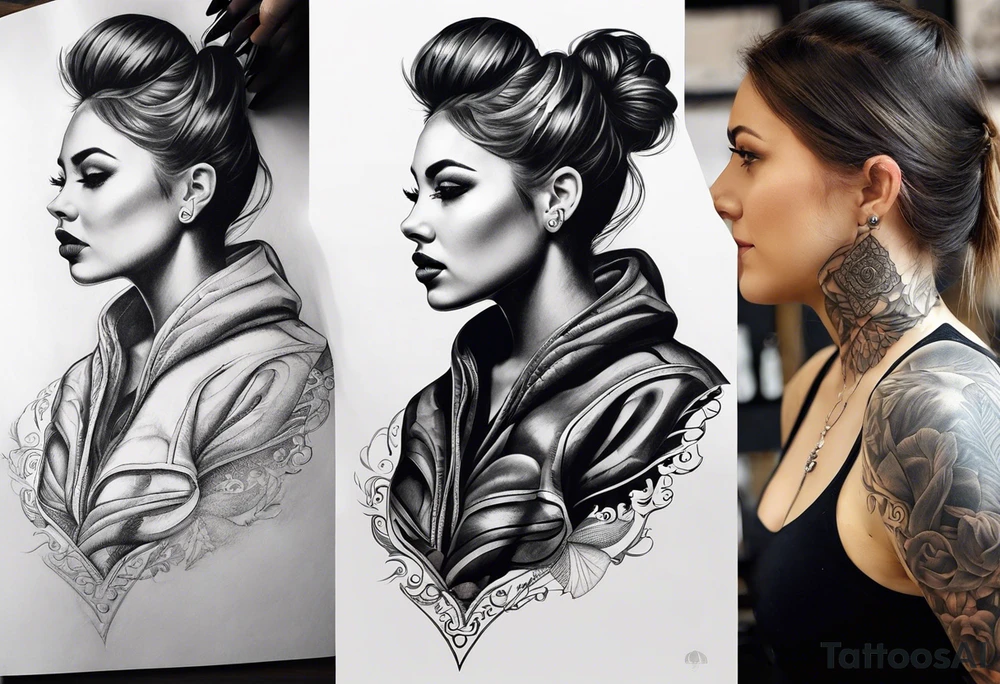 Череп в мантии. Красные глаза, в руках бусы tattoo idea