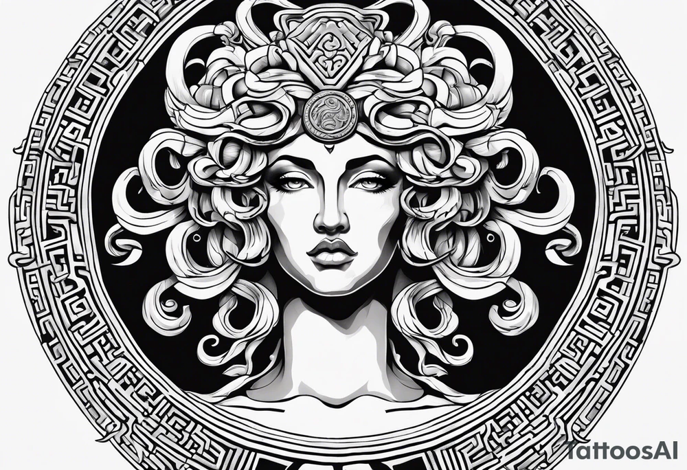 Suspicious and 
Scary Greek god medusa tattoo idea