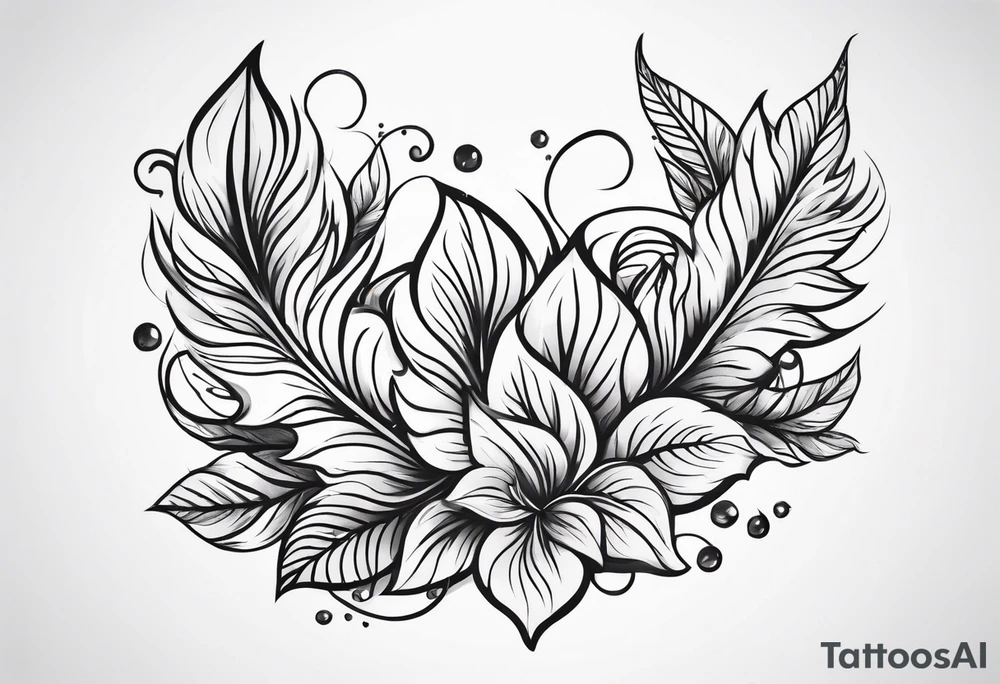 Curved leaves tattoo idea