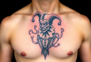 jester in a fog of smoke tattoo idea
