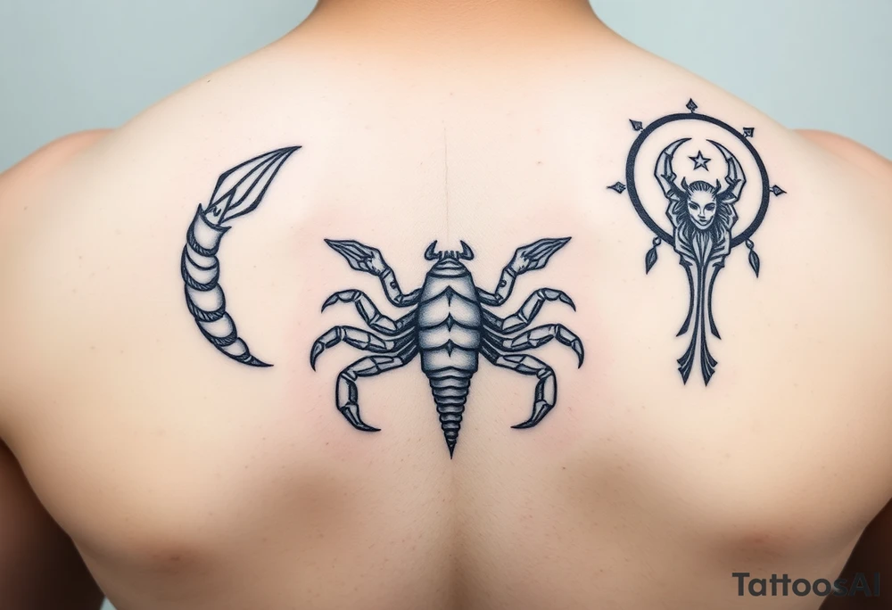Geometric tauriu scorpion and virgo smaller simple tattoo idea