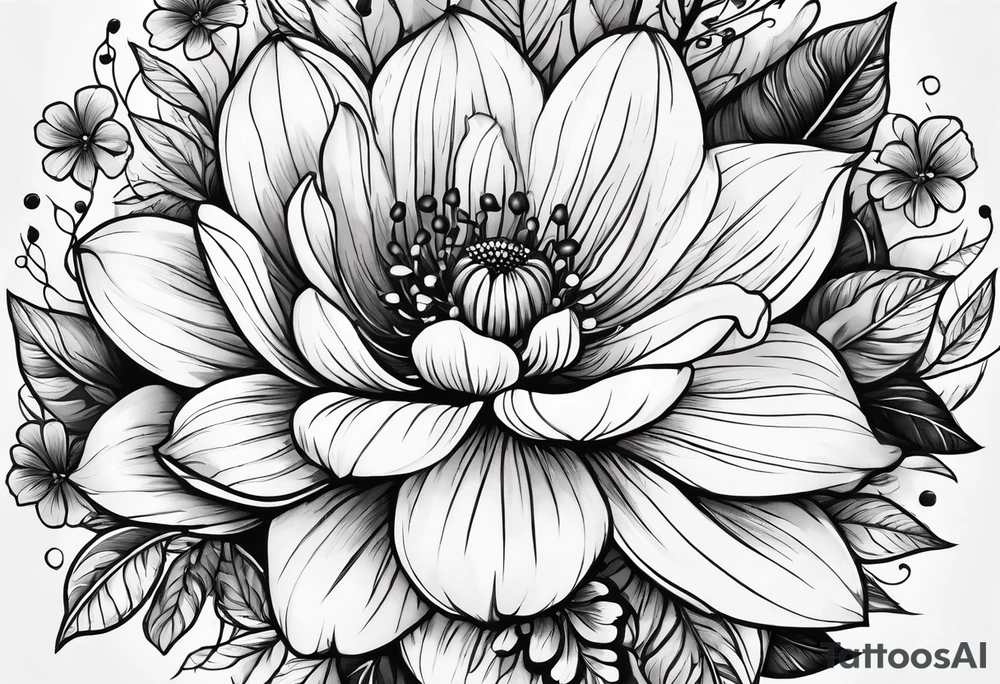 March, April June November December birth flowers tattoo idea