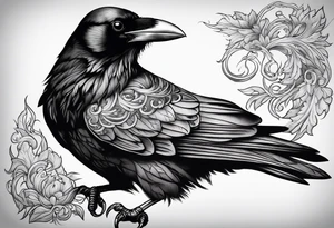 Raven, smoke, scroll, tattoo idea