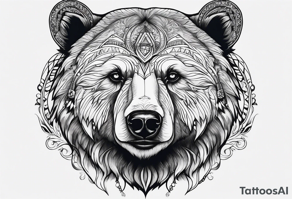 Bear face tattoo idea