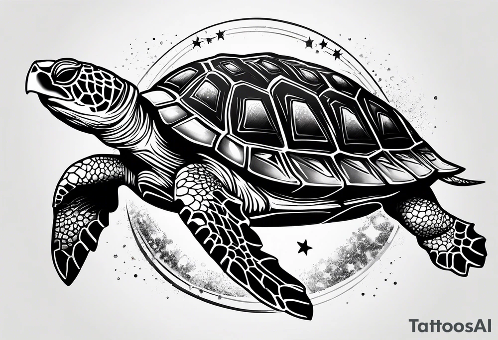 turtle in outer space tattoo idea