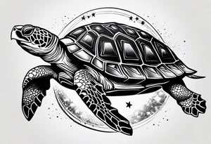 turtle in outer space tattoo idea
