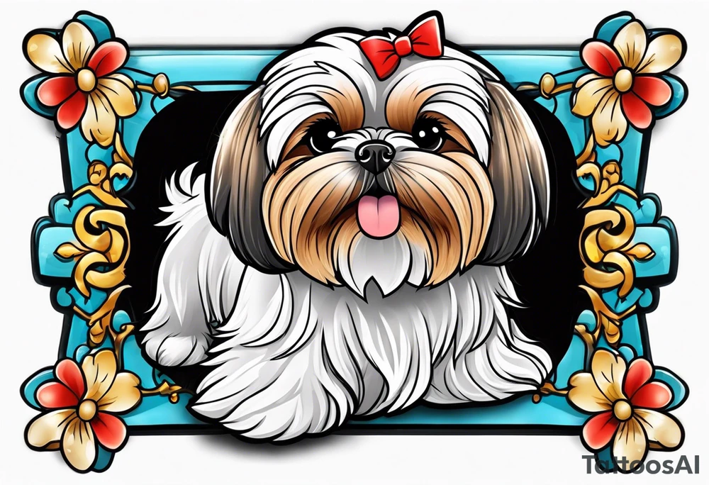 cartoon shih tzu/yorkie in style of disney tattoo idea