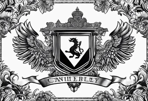family crest with Whidbey Island, Cambodia, Scotland, Ghana, Liberia, Haiti tattoo idea
