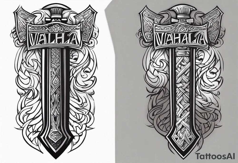 Valhalla sword viking hatchet tattoo idea