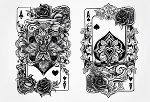 Forearm sleeve tattoo with playing cards and hearts tattoo idea