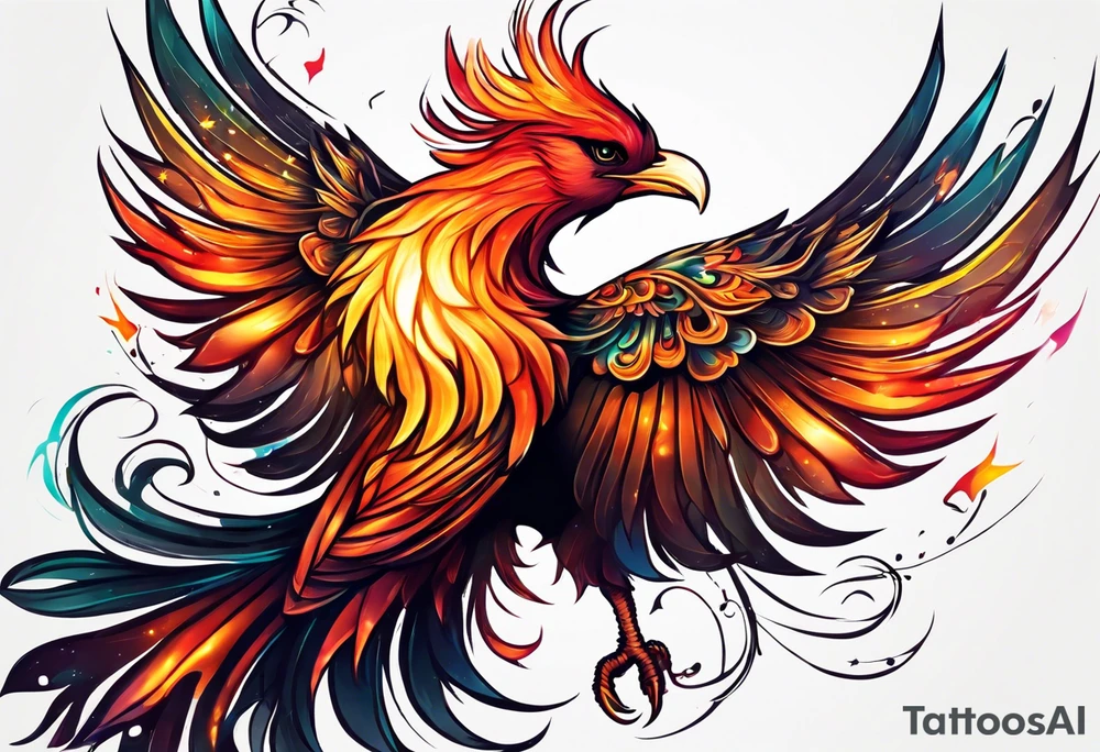 little pheonix in fire tattoo idea