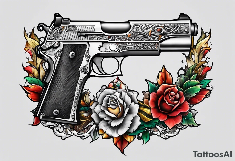 The letters AR with a pistol on each side tattoo idea