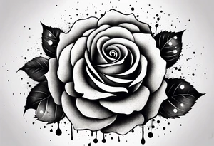 simple rose with ink splash tattoo idea