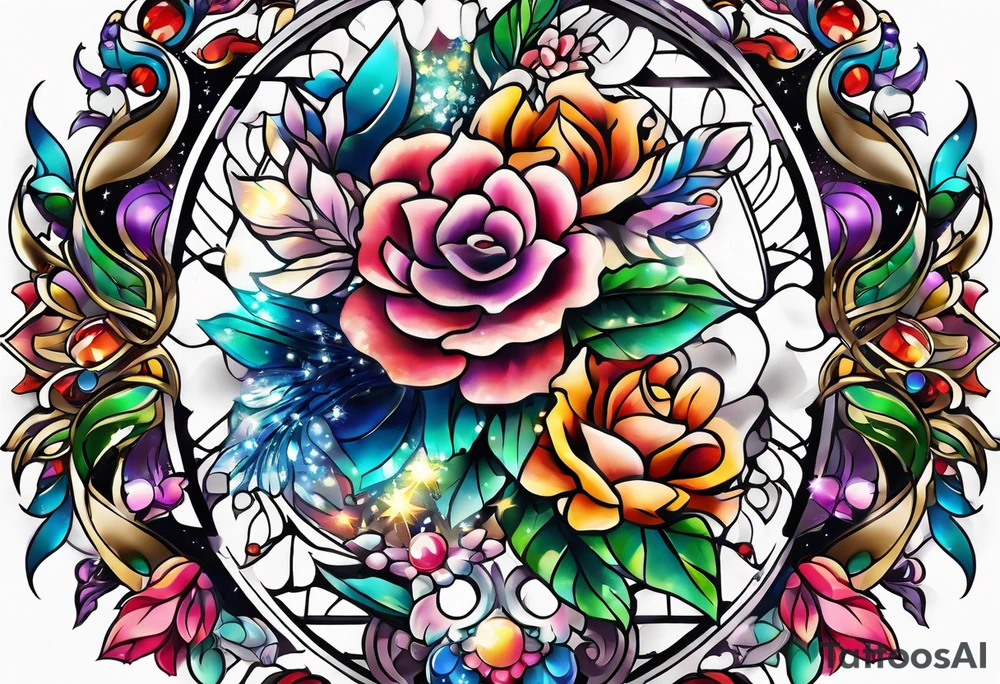 Glitter crystal cluster dreamland tattoo idea