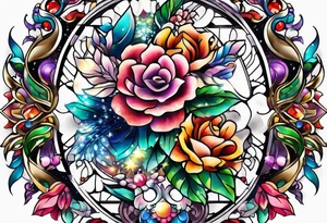 Glitter crystal cluster dreamland tattoo idea