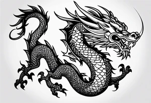 Fierce Chinese dragon black outline tattoo idea