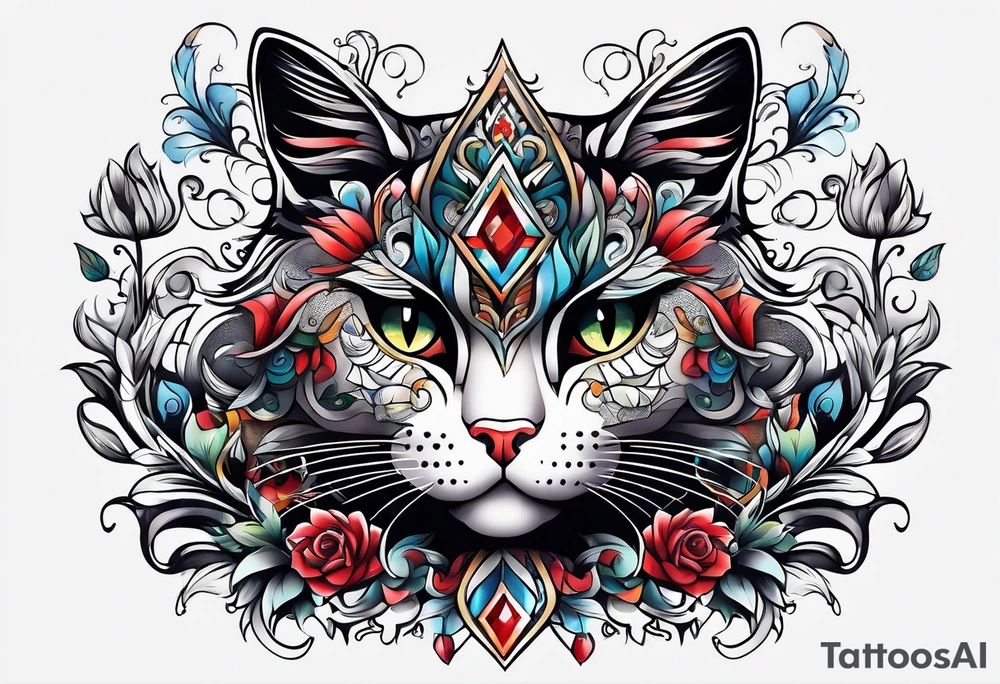 Cat made out of playing cards tattoo idea
