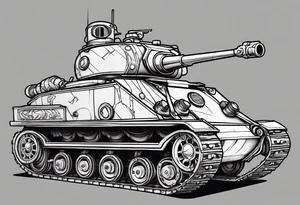 Cartoon tank with detailed treads/tracks tattoo idea