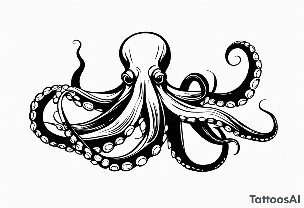 Octopus with flowing tentacles. tattoo idea