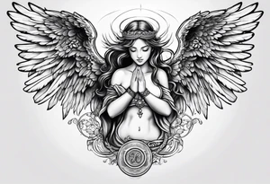 Angel with prayer hands tattoo idea