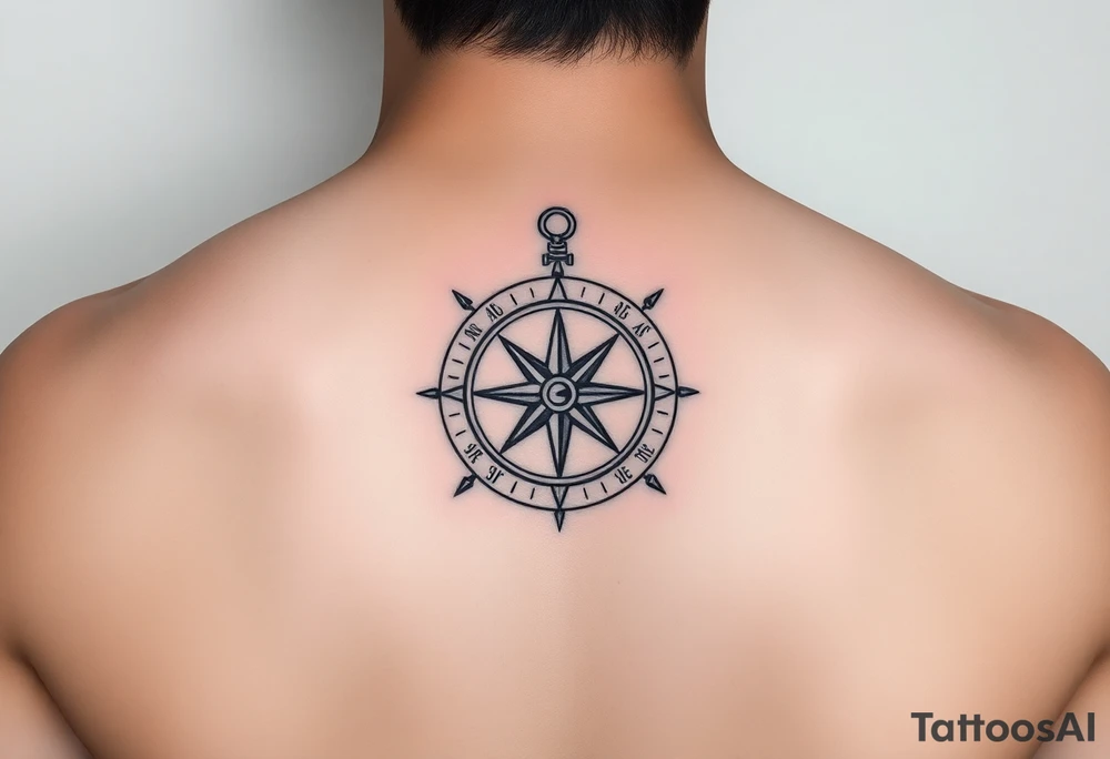 Tattoo with a compass and the constellation Aquarius tattoo idea