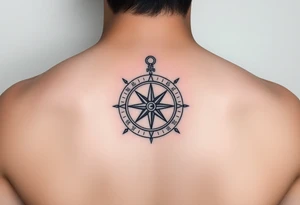 Tattoo with a compass and the constellation Aquarius tattoo idea