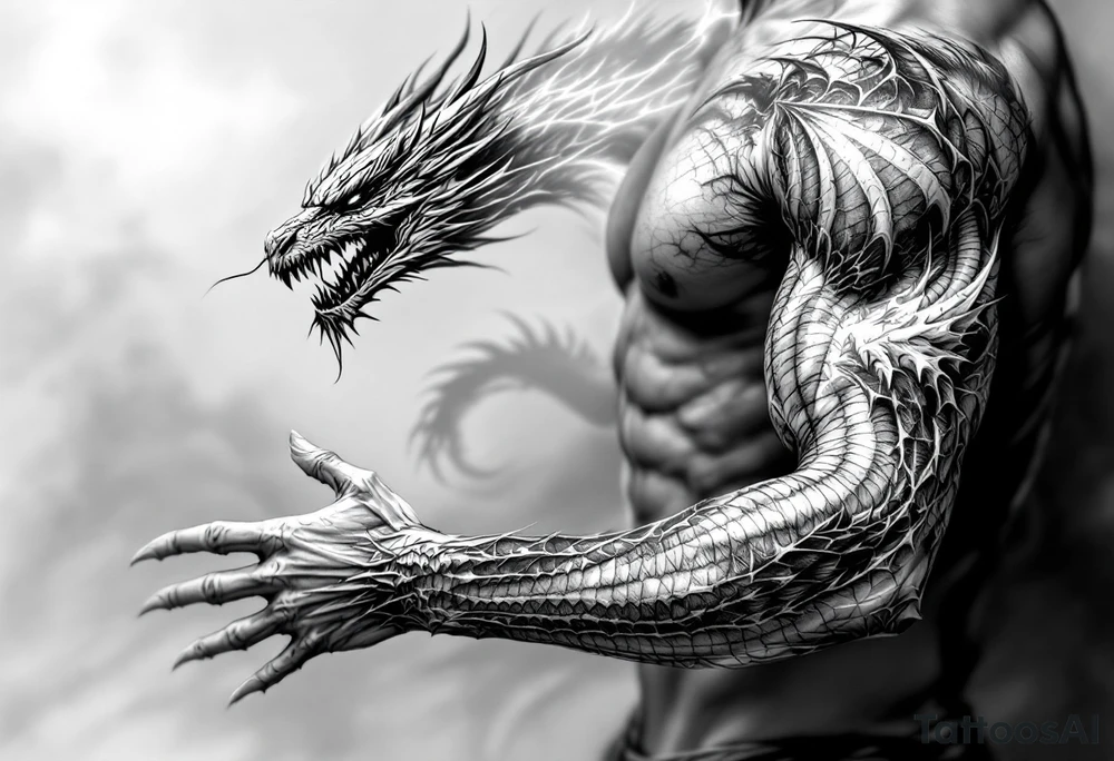 scary dragon tattoo idea