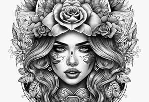Chicano girl and skull tattoo idea