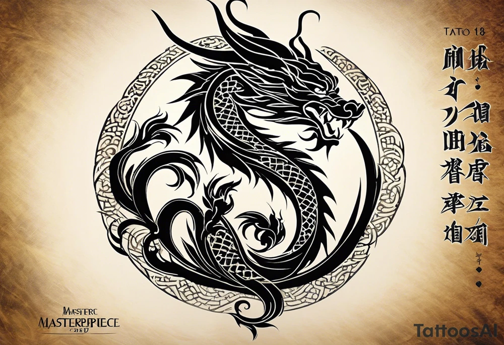Create a tattoo that symbolizes the power of the birth date April 18, 1988, which falls in the Year of the Dragon. The design should embody confidence and determination, as well as spiritual strength and growth, capturing the essence of both the Dragon's power and the transformative journey of personal development tattoo idea