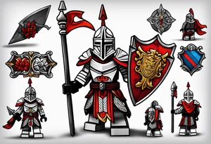 Lego Templar knight, walking with spear tattoo idea