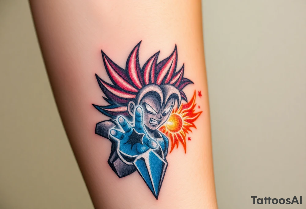legendary dragonball z scene with energy aura and power effects tattoo idea