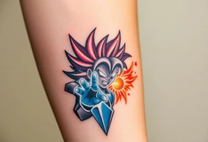 legendary dragonball z scene with energy aura and power effects tattoo idea