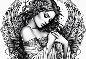 Sad Female angel tattoo idea