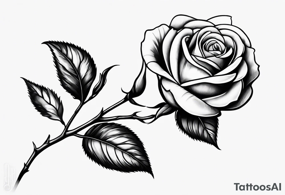 human hand holding a single rose stem tattoo idea