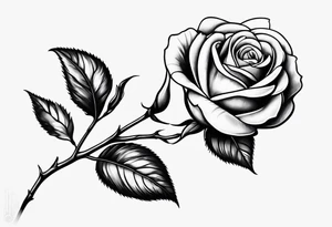 human hand holding a single rose stem tattoo idea