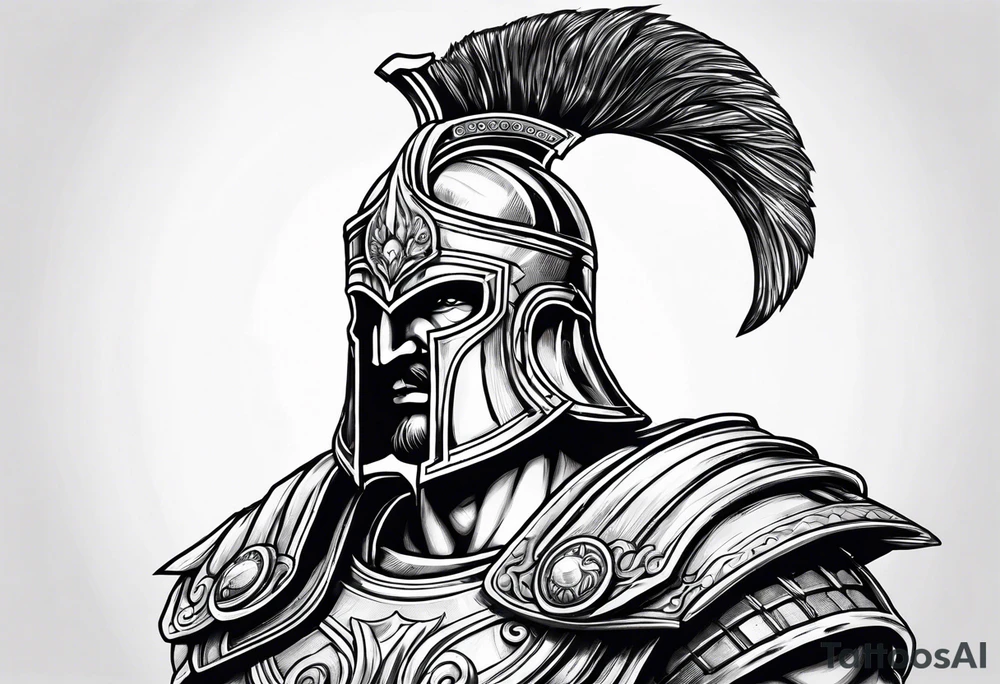 greek god ares wearing helmet tattoo idea