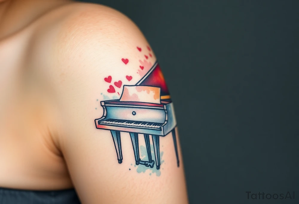 dreamy grand piano under the stars tattoo idea
