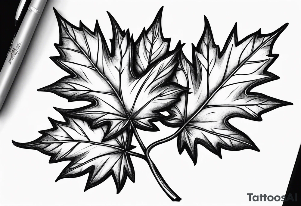 intertwined maple leaves tattoo idea