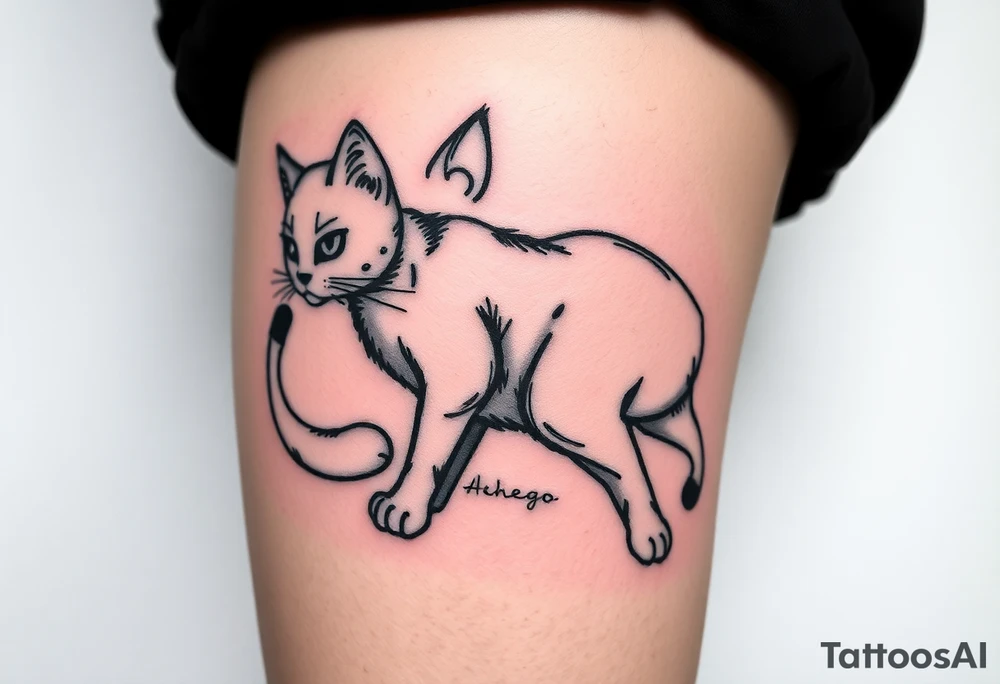 Ahego cat Anime Girl Full Nude Tattoo tattoo idea
