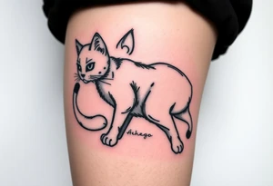 Ahego cat Anime Girl Full Nude Tattoo tattoo idea