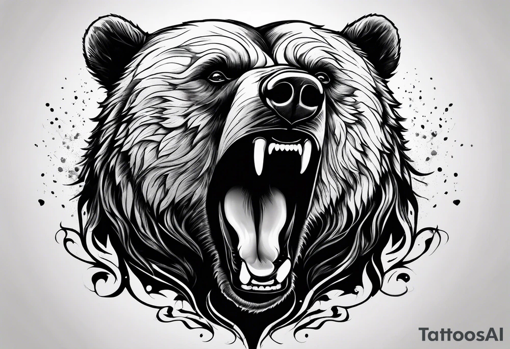 screaming bear 4cmx10cm tattoo idea