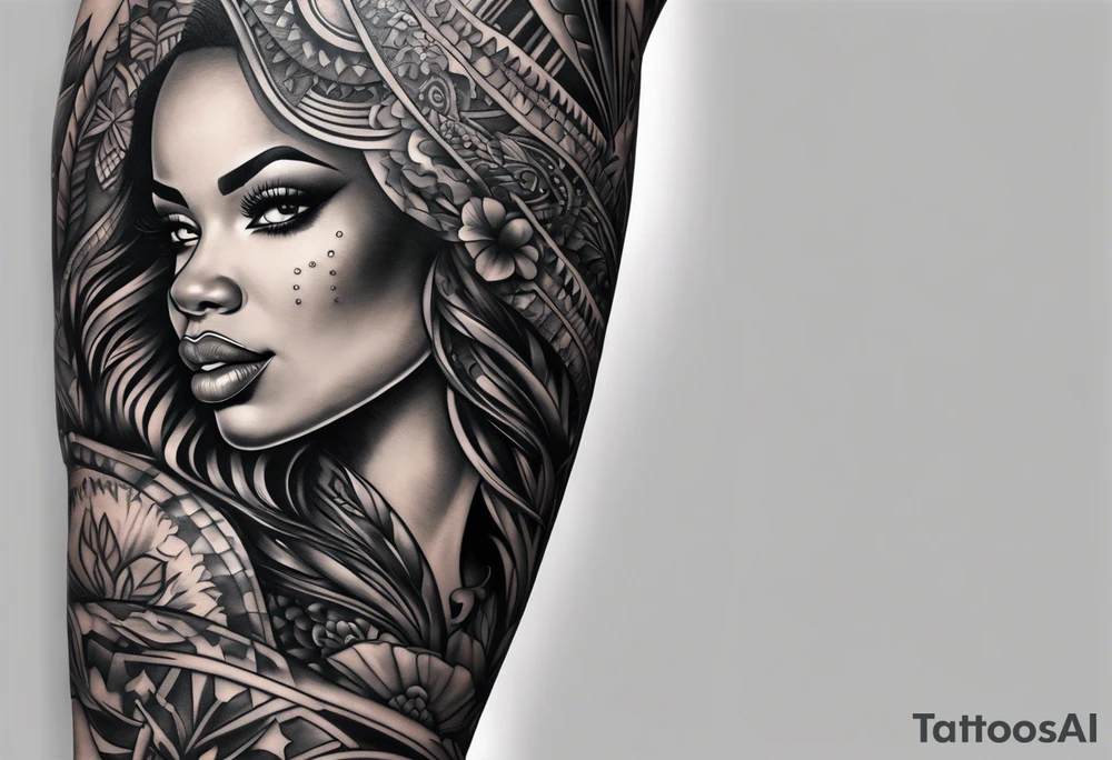 Leg sleeve, Americana style, African American culture tattoo idea