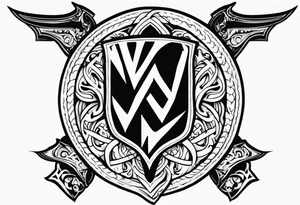 Valhalla sword shield fire tattoo idea