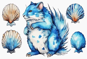 a blue fur-covered animal with a shell on its back tattoo idea