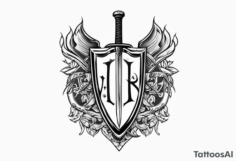 Valhalla shield sword 
axe tattoo idea