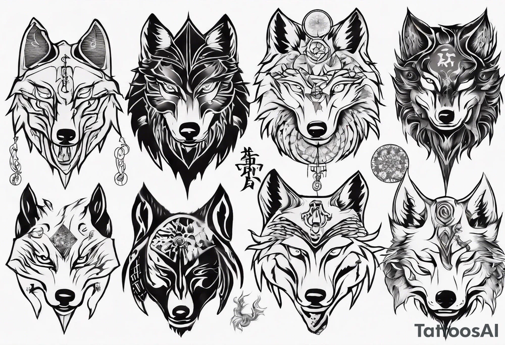 spiritual wolf tattoo idea