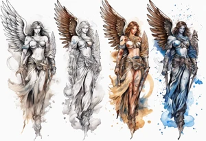 Full sleeve of a angel warrior tattoo idea
