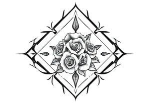 Small Roses filing the inside of an elongated diamond shape tattoo idea